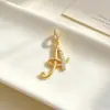 Cobre Oro VerdaderoQi Xu Una Palabra Moda Comercio Exterior Transfronterizo DIY Joyería Cobre Circonita Microincrustación Celebridad de Internet Versátil