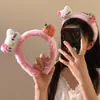 Nova Faixa de Cabelo Lavar Rosto Gatinha Face Cereja Vermelha Jeans Fofa e Doce Coração de Menina Faixa de Cabelo de Pelúcia Desenho Animado Acessórios de Cabelo