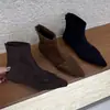 Nuevas botas Martin de estilo coreano para otoño/invierno, punta cuadrada, que aumentan la altura, con cremallera trasera, botines, botines Chelsea de gamuza para mujer