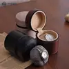 Bolsa de almacenamiento para relojes cilíndrica vintage hecha a mano, caja de almacenamiento, bolsa de cuero para relojes, caja redonda para relojes, caja con cremallera, en stock, venta al por mayor