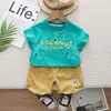 Verão 2024 Novo Estilo de Comércio Exterior Conjunto de Duas Peças Casual com Gola Redonda e Manga Curta para Meninos Bebês Dropshipping