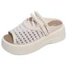 Sandalias Tejidas de Perlas Hermosas con Plataforma Gruesa para Verano para Mujer para Exterior con Faldas 2025 Nuevo Estilo de Alta Gama