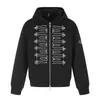 Sudadera cárdigan con capucha personalizada de doble botonadura para hombre, estilo otoño, corte holgado, diseño moderno con chaqueta de doble cremallera de metal con cruz