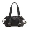2026 Nuevo Bolso de Hombro Individual Estilo Motocicleta Retro para Mujer Bolso Tote de Cuero Suave Gran Capacidad Remache Manual Cruzado Bolso para Viajar