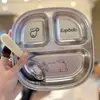 [Liquidación] Plato de Cena Infantil de Acero Inoxidable Plato de Comida para Bebé Dibujos Animados Caja de Almuerzo Portátil Compartimentada para el Hogar y Estudiantes