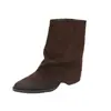 Botas de mujer hasta la pantorrilla con aumento de altura interno, punta fina, gamuza, diseño apilado, nuevo estilo otoño/invierno 2026, botas de montar de tubo alto ajustadas
