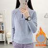 Camiseta Feminina de Manga Comprida Quente Elástica de Lã com Gola Alta para Esportes ao Ar Livre Outono e Inverno Caminhada Jaqueta de Lã Polar Espessada