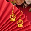 Vietnam Año del Tigre Dorado Tigre Zodiaco Dibujo Animado Tigre Pendientes Latón Chapado en Oro MengMeng Pequeño Tigre Lindos Pendientes Pendientes