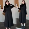 Gato Camelia Solitaria Sonata Ropa de Maternidad Otoño Nueva Moda Adelgazante Manga Larga Ropa Interior Chaleco Vestido Conjunto de Dos Piezas Moderno