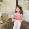 Chaleco de verano 2023 para niñas, versión coreana, con estampado de letras de colores sólidos, suave y transpirable