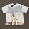 Comércio Exterior Transfronteiriço Atacado Nova Marca Tendência Estilo Americano Camiseta 280g de Manga Curta para Homens e Mulheres com Strass Estampado, Caimento Solto Manga Meia