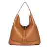 Bolso de Hombro Grande de Cuero Genuino Moda Retro Transfronterizo para Mujer, Bolso de Mano Ligero y Sencillo de Moda para Viajes