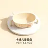 Set de Cuencos de Dibujos Animados para Niños para Uso en Casa, Bebé Aprendiendo a Comer, Cuenco con Doble Asa, Juego de Tenedor y Cuchara, Set de Tres Piezas para Autoalimentación en Guardería