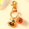 Chaveiro criativo de dupla face colorido com etiqueta de Halloween, bolsa fantasma de abóbora, pingente pequeno, presente pequeno, atacado