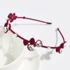 Diadema con lazo dulce y linda de estilo coreano, diadema fina con flores de perlas flocadas, accesorios para el cabello para presionar el cabello