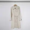 Casaco Trench Elegante de Comutador, Simples, Casual, Estilo Coreano, Renda, Ajustado, Gola Lapela, Comprimento Médio 5281
