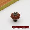 Manija de Cerámica de Calabaza Estilo Americano Retro para Puerta de Gabinete Agujero Único Flor Azul Café Manija de Cajón de Gabinete Infantil