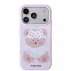 Estojo fofo de máscara de olho de urso com suporte magnético para Apple 18 Pro Max, adequado para 17 Pro Max, película magnética 16