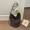 Bolso de Paja de Gran Capacidad de un Solo Hombro Nuevo de Verano 2026, Bolso Tejido de Color Sólido de Alto Valor, Bolso Cruzado, Bolso de Playa para Vacaciones