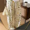 Pantalones de pijama de algodón y seda para casa de verano, longitud de nueve puntos, talla grande, pantalones casuales holgados a cuadros para casa, cómodos 05