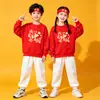 Conjunto de Fantasia para Performance do Dia Nacional das Crianças Eu Amo China Moletom Vermelho Uniforme de Classe Juvenil Unissex Roupa Esportiva Uniforme de Classe