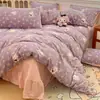 Colcha Acolchada Estilo Fresco de Lana de Leche de Peso Elevado Juego de Cuatro Piezas Invierno Espesado Cálido Coral Fleece Juego de Tres Piezas 4