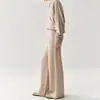 Pantalones de Pierna Ancha para Mujer Otoño e Invierno 2025 Rectos de Cintura Alta Casual Giro Lateral Caídos Cintura Elástica Pantalones Largos