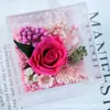 Flor Eterna Acrílico Rosa Clavel Caja de Flores Día de San Valentín Navidad Día de la Madre Regalo del Día de San Valentín
