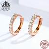 Pendientes Evelle de plata de ley con circonitas, pequeños círculos, pendientes de plata S925, pendientes DIY chapados en oro rosa, accesorios para pendientes