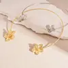 Collar Halter Cruzado Europeo y Americano Sencillo de Flores Abierto Exquisito Versátil Lujo Ligero Nicho de Gama Alta para Mujer