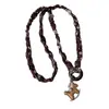 Collar Colgante Caballo Mecedora Tallado en Madera Moda Retro Cadena Larga para Suéter con Cuentas Joyería de Cuello Personalizada para Mujeres