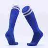 Calcetines de fútbol a rayas de doble banda para niños, calcetines largos hasta la rodilla para adultos, calcetines deportivos para estudiantes niños