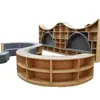 Estantería Curva Minimalista Moderna de Pie Gabinete de Rejilla de Madera para Jardín de Infancia Combinación para Sala de Lectura Escolar Estantería