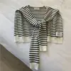 Xale Listrado Tricotado para Mulheres, Adequado para Ambientes com Ar Condicionado no Verão, Proteção para o Pescoço, Peça de Roupa para Primavera e Outono, Versátil Estilo Coreano