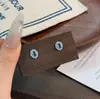 Pendientes Ovalados de Plata de Ley S925 Color Azul Marino, Moda Retro de Lujo Ligero, Pendientes Elegantes de Alta Gama para Mujer