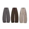 Yidao Vintage 2026 Otoño Nueva Llegada Retro Americano Color Sólido Estilo Ropa de Trabajo Cintura Elástica Cordón Holgado Pierna Ancha Pantalones