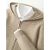 Suéter de cachemira de punto de panal grueso de doble capa para hombre, cárdigan con capucha, estilo casual "old money", chaqueta holgada y casual