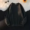 Suéter de otoño e invierno para adolescentes, de cuello redondo, forrado de vellón, cálido, de color sólido, sencillo, de moda, informal, combinable, para parejas y hombres.