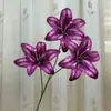 Flores Artificiales con 3 Cabezas, Lirios Adhesivos, Materiales de Decoración Floral para Fondos de Salón de Bodas Impresos en 3D, Flores Falsas Transfronterizas de Comercio Exterior