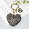 Llavero de corazón de diamantes completos colgante para llave de coche etiqueta de moda se puede abrir llavero de amor