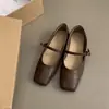Zapatos de salón poco profundos de punta cuadrada retro estilo francés para mujer, novedad primavera 2025 versión coreana casual de hada, zapatos planos Mary Jane suaves