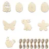 Amazon Transfronterizo Huevo de Pascua Piezas de Madera Hechas a Mano DIY Fiesta de Pintura Decoraciones Artesanías de Madera Colgantes