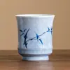 Caneca Mestra de Bambu com Tinta Pintada à Mão pelo Fabricante Caneca Única de Bambu Cinza-Grama Caneca Grande de Cerâmica para Chá Xícara Pessoal para Beber Chá