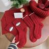 Meias de Lã Vermelhas Ankora para Crianças Outono e Inverno Presentes de Ano Novo Meias Vermelhas Espessas Quentes Ano do Coelho