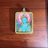 Thangka Serie Tara Verde y Tara Blanca de Mineral de Gema Rugosa Hecho a Mano 4*5 Núcleo de TarjetaNo Pintado a Mano