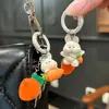 Chaveiro de coelho rabanete fofo corrente para celular coração de menina pingente de bolsa de desenho animado pingente de carro acessórios