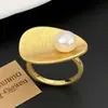 Anillo Abierto de Forma de Gota con Trazos de Alambre de Lujo Ligero, Anillo Personalizado de Perla de Agua Dulce de Gama Alta de Nicho, Anillo Ajustable para Dedo de Dieta