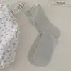 Meias Sem Costura Estilo Novo para Mulheres, Versão Coreana, Meias de Cano Médio com Listras Verticais Ins, Meias Finas de Seda Estilo Slouch para Primavera e Verão, Atacado Zhuji