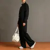 Moda Femenina 2026 Europea y Americana Transfronteriza Casual Color Sólido Cuello Alto Chaqueta Cardigan y Pantalones Rectos Conjunto de Dos Piezas