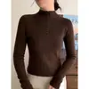 Suéter de Punto Suave con Botones y Cuello Medio Alto de Terciopelo Andy para Mujer Otoño Invierno Manga Larga Simple Ropa Interior Base Suéter